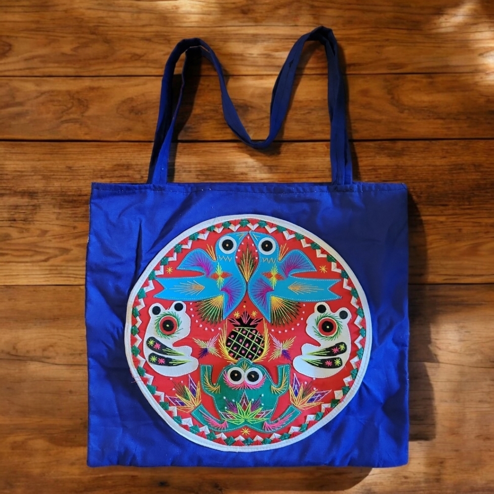Vtg Hand Made Folk Art “bai Jia Bei” One Hundred Families China Handbag Tote